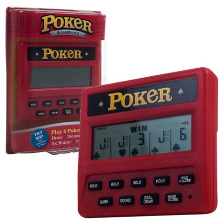 Toy Time Toy Time 5-in-1 Video Poker Game- Electronic Handheld Classic Casino Fun- Fits in Your Pocket 996275SLL